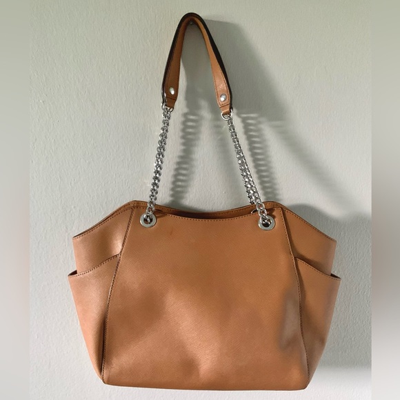 Michael Kors LG JST Leather Chain Shoulder Tote Bag - Picture 3 of 8